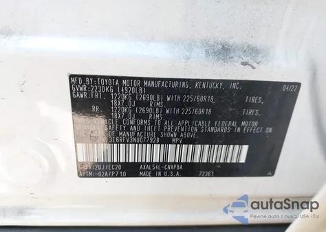 2022 Toyota Rav4 Hybrid Xse z USA, uszkodzony, nr VIN 4T3E6RFV3NU077928